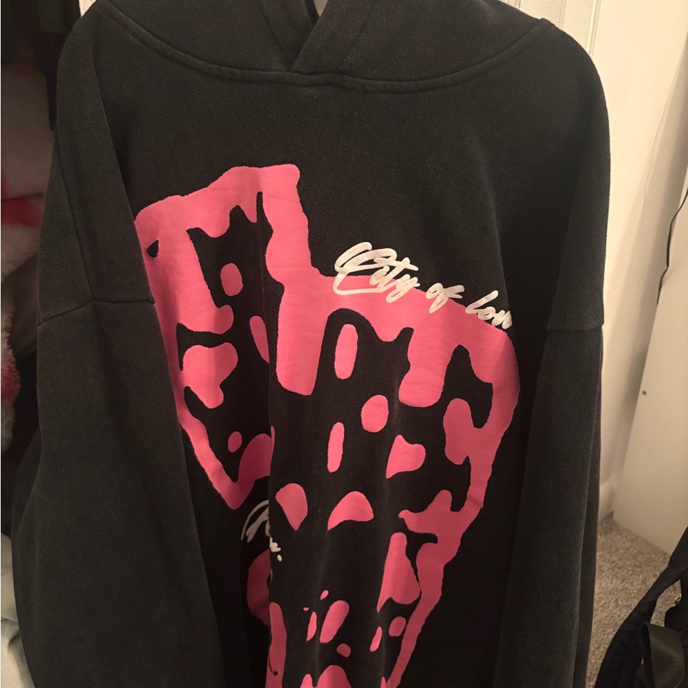 Aelfric Eden Black Hoodie with Pink Graphic